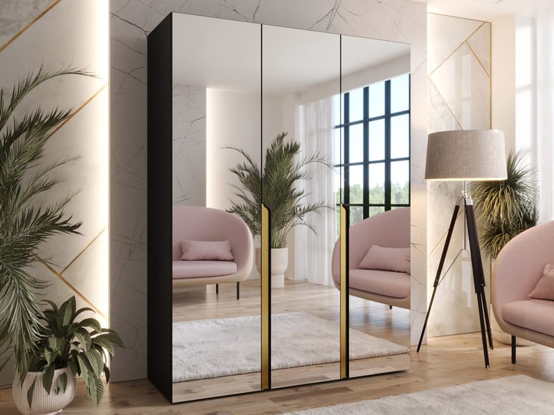 Milias Garderob med spegel 150x202 cm - svart - Förvaring - Klädförvaring - Garderob & garderobssystem