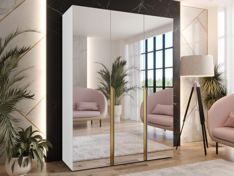 Milias Garderob med spegel 150x202 cm - vit - Förvaring - Klädförvaring - Garderob & garderobssystem