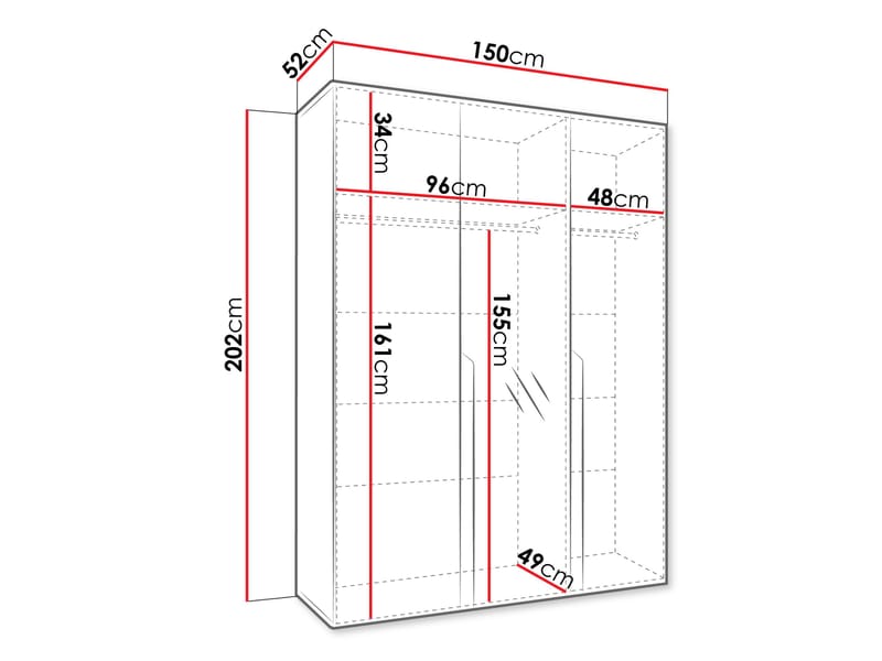 Milias Garderob med spegel 150x202 cm - vit - Förvaring - Klädförvaring - Garderob & garderobssystem