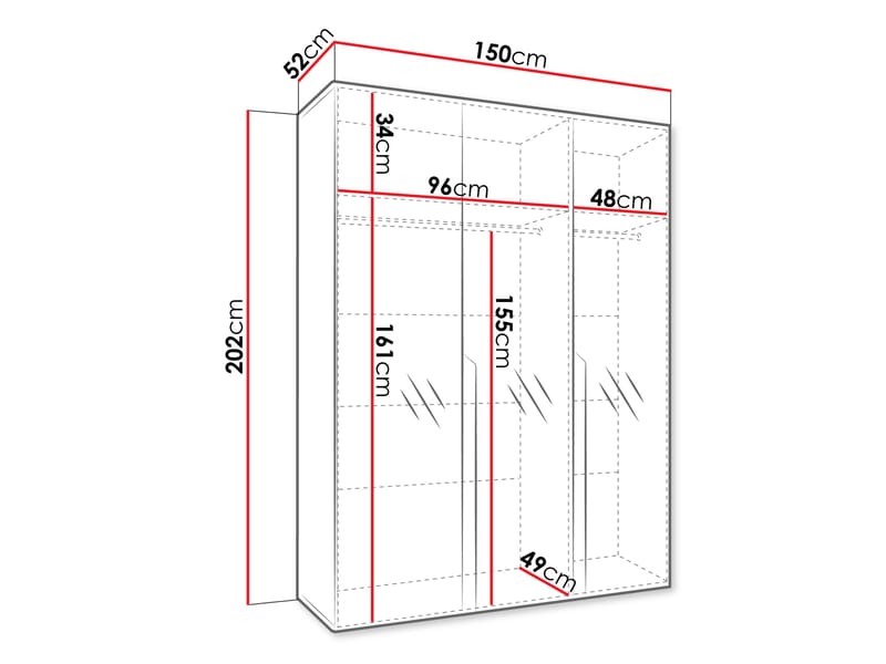 Milias Garderob med spegel 150x202 cm - vit - Förvaring - Klädförvaring - Garderob & garderobssystem