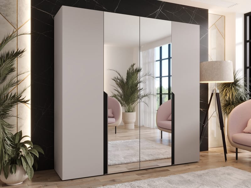 Milias Garderob med spegel 200x202 cm - beige - Förvaring - Klädförvaring - Garderob & garderobssystem