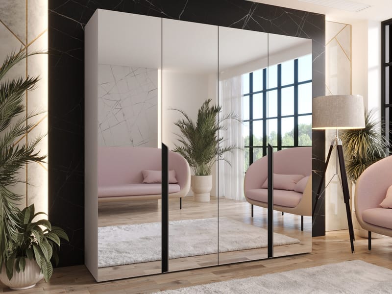 Milias Garderob med spegel 200x202 cm - beige - Förvaring - Klädförvaring - Garderob & garderobssystem - Klädskåp & fristående garderob