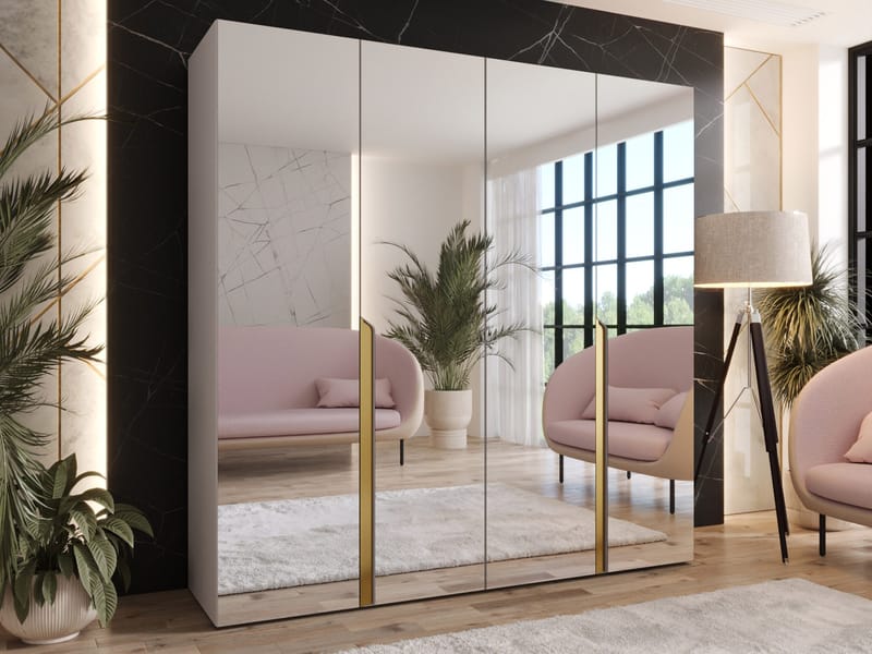 Milias Garderob med spegel 200x202 cm - beige - Förvaring - Klädförvaring - Garderob & garderobssystem - Klädskåp & fristående garderob