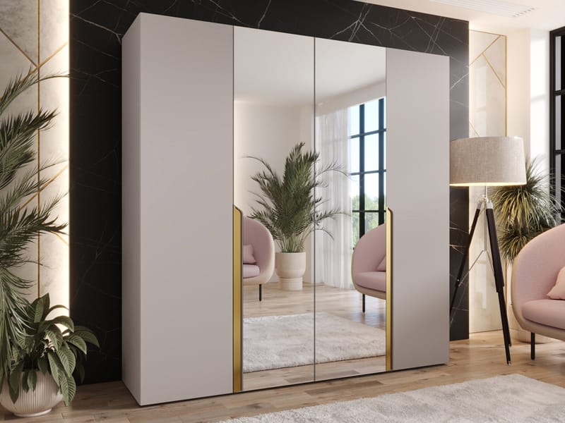 Milias Garderob med spegel 200x202 cm - beige - Förvaring - Klädförvaring - Garderob & garderobssystem