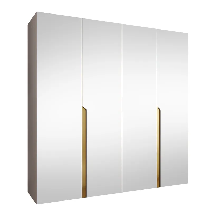 Milias Garderob med spegel 200x202 cm - beige - Förvaring - Klädförvaring - Garderob & garderobssystem - Klädskåp & fristående garderob
