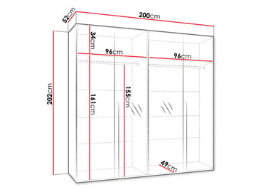 Milias Garderob med spegel 200x202 cm - Brun/guld - Förvaring - Klädförvaring - Garderob & garderobssystem