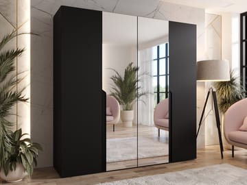 Milias Garderob med spegel 200x202 cm - svart - Förvaring - Klädförvaring - Garderob & garderobssystem