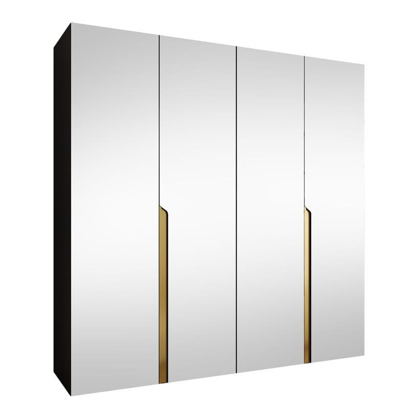 Milias Garderob med spegel 200x202 cm - svart - Förvaring - Klädförvaring - Garderob & garderobssystem - Klädskåp & fristående garderob