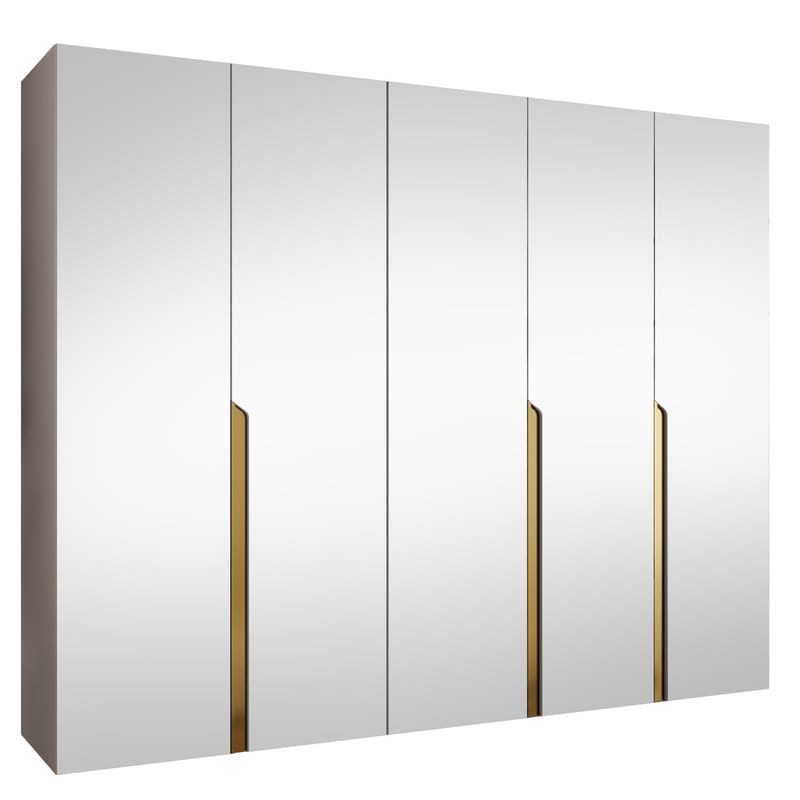 Milias Garderob med spegel 250x202 cm - beige - Förvaring - Klädförvaring - Garderob & garderobssystem - Klädskåp & fristående garderob