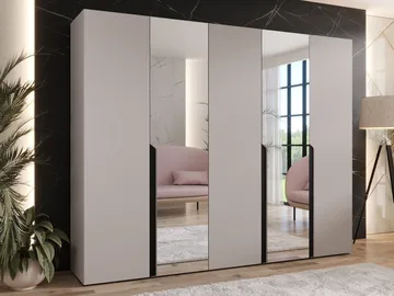 Milias Garderob med spegel 250x202 cm - beige - Förvaring - Klädförvaring - Garderob & garderobssystem