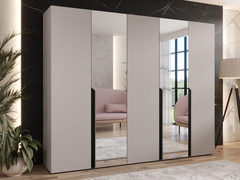 Milias Garderob med spegel 250x202 cm - beige - Förvaring - Klädförvaring - Garderob & garderobssystem