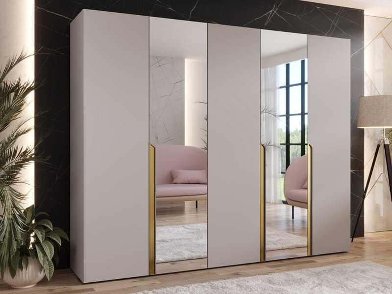 Milias Garderob med spegel 250x202 cm - beige - Förvaring - Klädförvaring - Garderob & garderobssystem