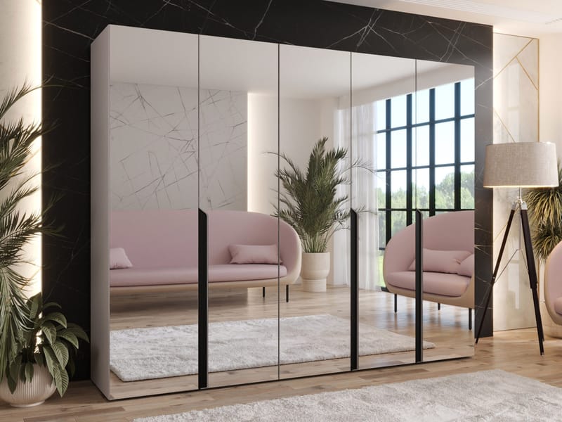 Milias Garderob med spegel 250x202 cm - beige - Förvaring - Klädförvaring - Garderob & garderobssystem - Klädskåp & fristående garderob