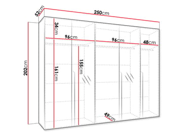 Milias Garderob med spegel 250x202 cm - Brun/guld - Förvaring - Klädförvaring - Garderob & garderobssystem