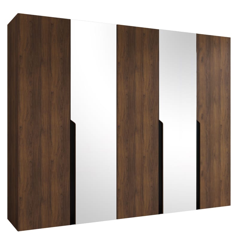Milias Garderob med spegel 250x202 cm, Brun/svart