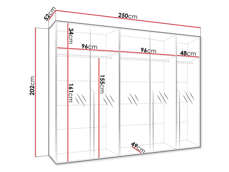 Milias Garderob med spegel 250x202 cm - Brun/svart - Förvaring - Klädförvaring - Garderob & garderobssystem