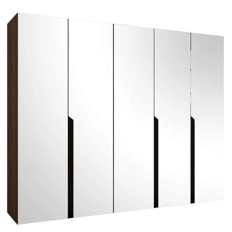 Milias Garderob med spegel 250x202 cm, Brun/svart