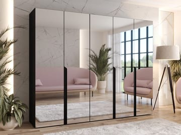 Milias Garderob med spegel 250x202 cm - svart - Förvaring - Klädförvaring - Garderob & garderobssystem - Klädskåp & fristående garderob