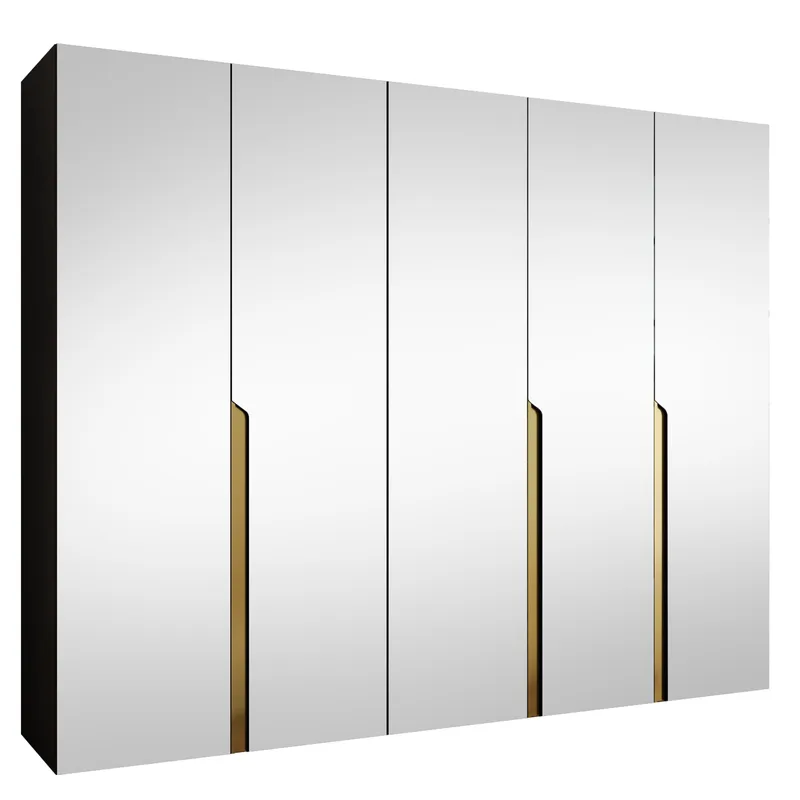 Milias Garderob med spegel 250x202 cm, svart