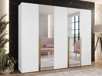 Milias Garderob med spegel 250x202 cm - vit - Förvaring - Klädförvaring - Garderob & garderobssystem