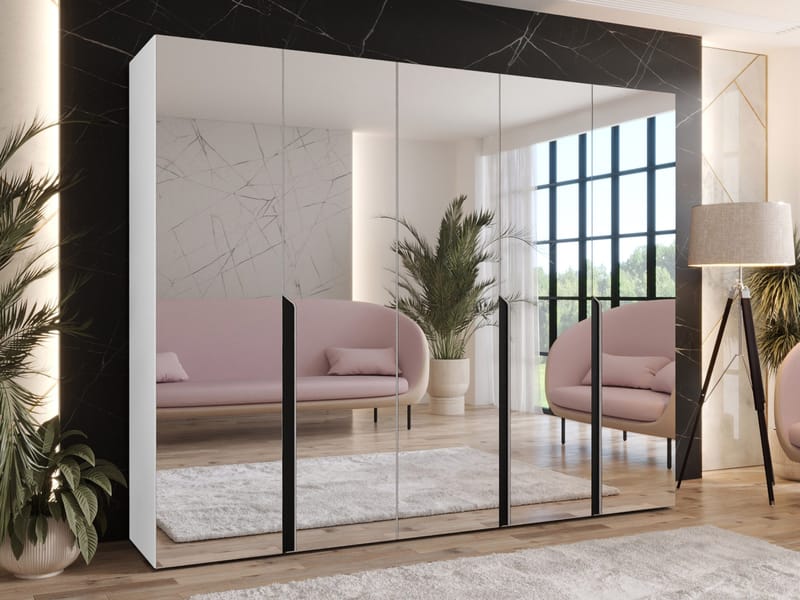 Milias Garderob med spegel 250x202 cm - vit - Förvaring - Klädförvaring - Garderob & garderobssystem - Klädskåp & fristående garderob