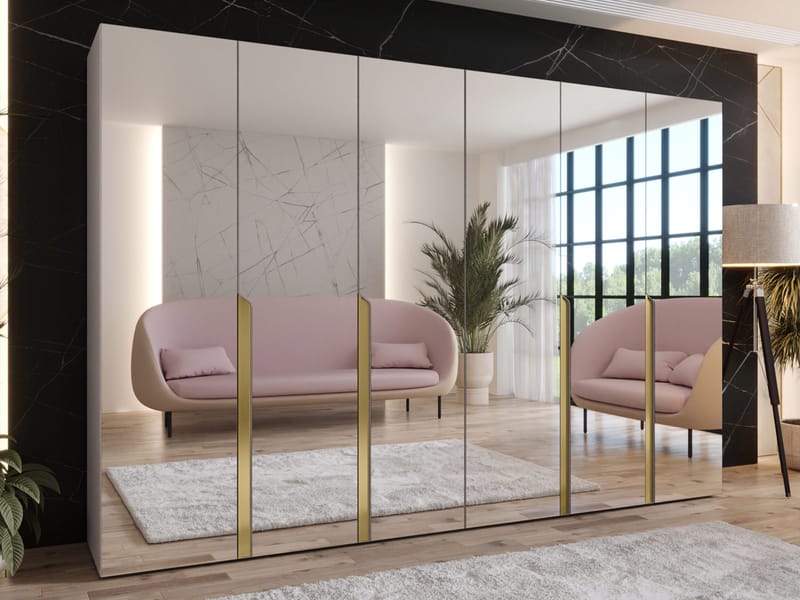 Milias Garderob med spegel 300x202 cm - beige - Förvaring - Klädförvaring - Garderob & garderobssystem - Klädskåp & fristående garderob