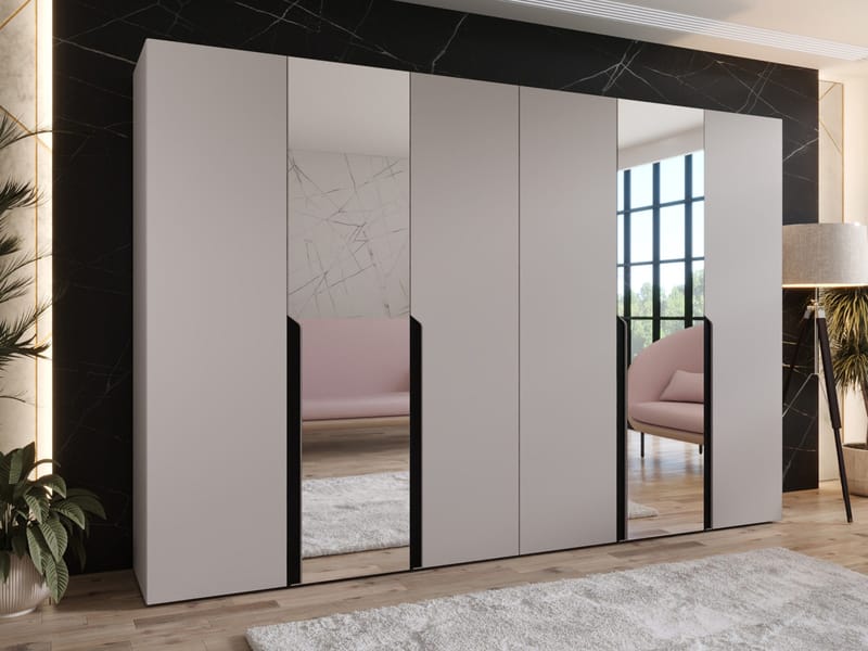 Milias Garderob med spegel 300x202 cm - beige - Förvaring - Klädförvaring - Garderob & garderobssystem