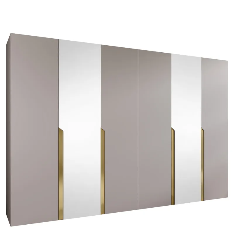 Milias Garderob med spegel 300x202 cm, beige/guld