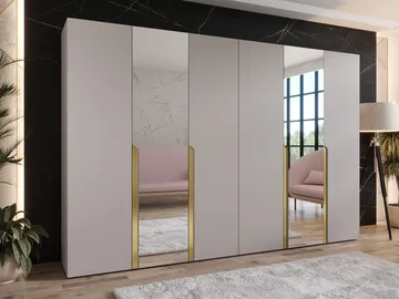 Milias Garderob med spegel 300x202 cm - beige/guld - Förvaring - Klädförvaring - Garderob & garderobssystem