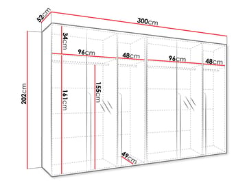 Milias Garderob med spegel 300x202 cm - Brun/guld - Förvaring - Klädförvaring - Garderob & garderobssystem