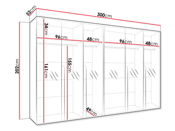 Milias Garderob med spegel 300x202 cm - Brun/svart - Förvaring - Klädförvaring - Garderob & garderobssystem