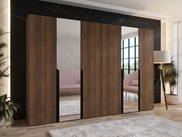 Milias Garderob med spegel 300x202 cm - Brun/svart - Förvaring - Klädförvaring - Garderob & garderobssystem