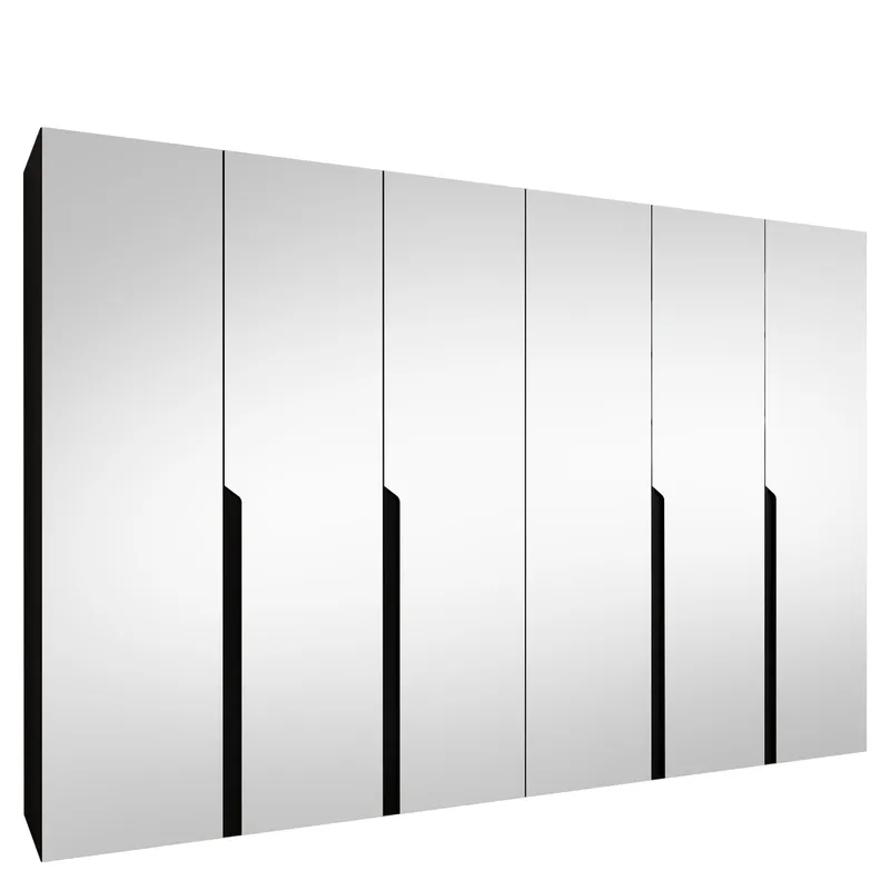 Milias Garderob med spegel 300x202 cm, svart