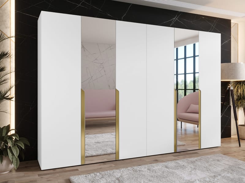 Milias Garderob med spegel 300x202 cm - vit - Förvaring - Klädförvaring - Garderob & garderobssystem