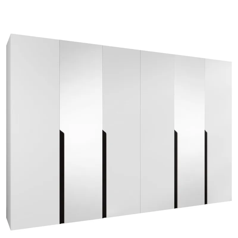 Milias Garderob med spegel 300x202 cm, vit/svart