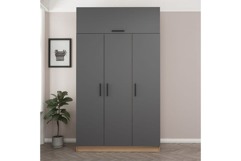 Minar Garderob 135 cm - Grå/Brun - Förvaring - Klädförvaring - Garderob & garderobssystem