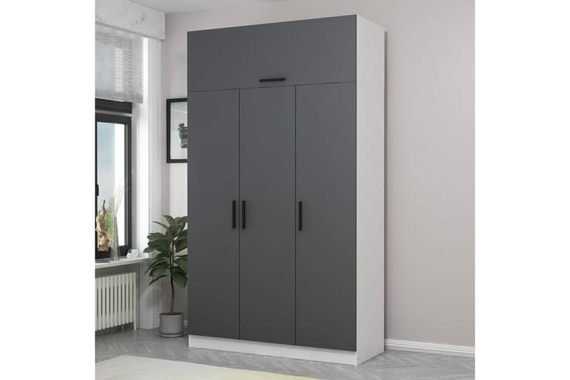 Minar Garderob 135 cm - Grå/Vit - Förvaring - Klädförvaring - Garderob & garderobssystem