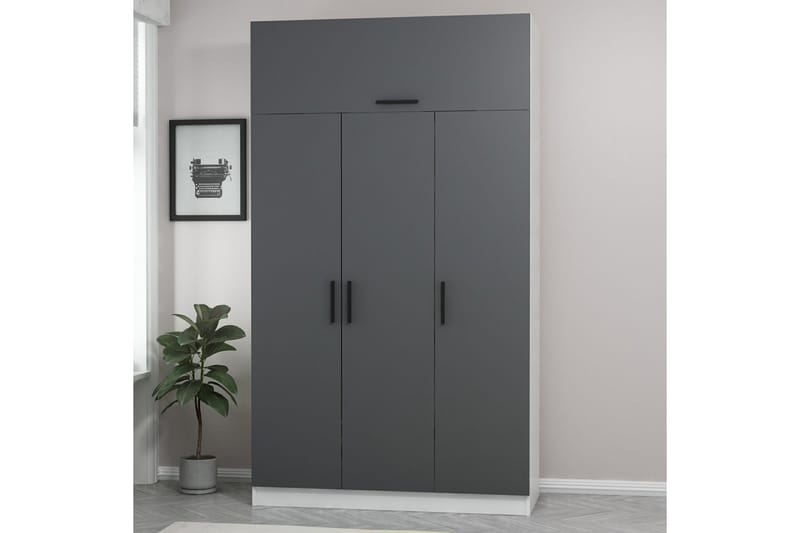Minar Garderob 135 cm - Grå/Vit - Förvaring - Klädförvaring - Garderob & garderobssystem