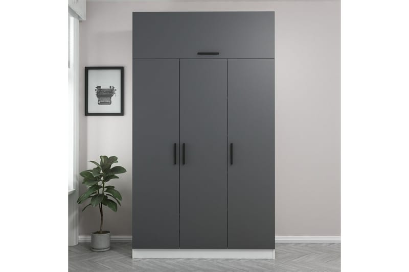 Minar Garderob 135 cm - Grå/Vit - Förvaring - Klädförvaring - Garderob & garderobssystem