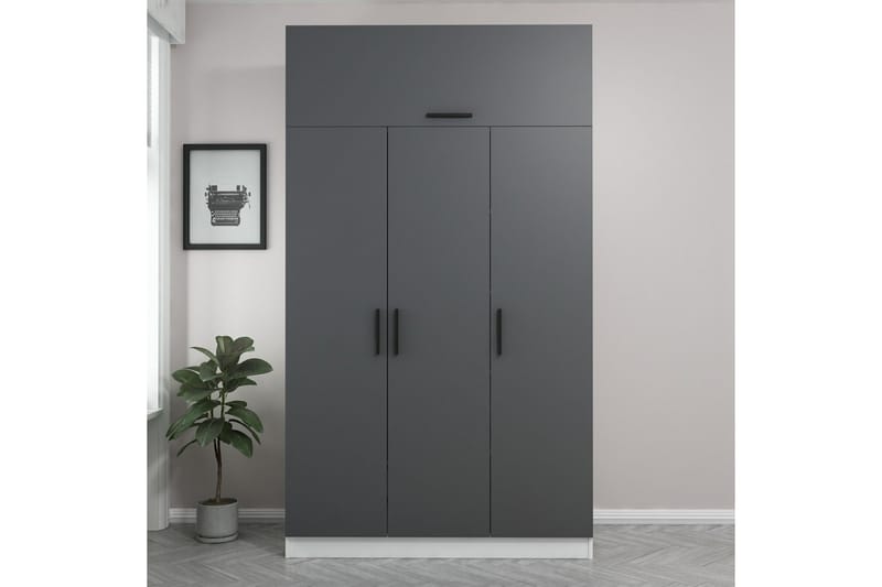 Minar Garderob 135 cm - Grå/Vit - Förvaring - Klädförvaring - Garderob & garderobssystem