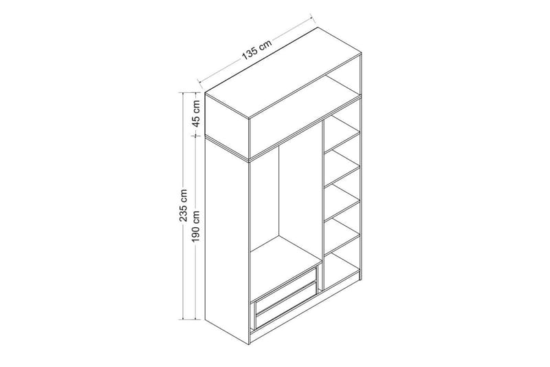 Minar Garderob med Spegel - Antracit - Förvaring - Klädförvaring - Garderob & garderobssystem