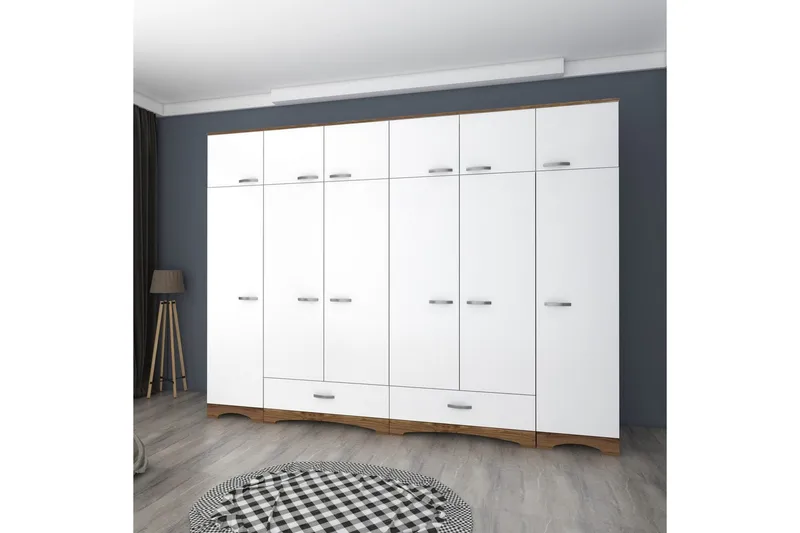 Miralis Garderobsskåp 243x226 cm - Valnöt/Vit - Förvaring - Klädförvaring - Garderob & garderobssystem - Klädskåp & fristående garderob