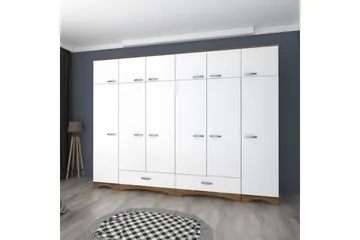 Miralis Garderobsskåp 243x226 cm - Valnöt/Vit - Förvaring - Klädförvaring - Garderob & garderobssystem - Klädskåp & fristående garderob