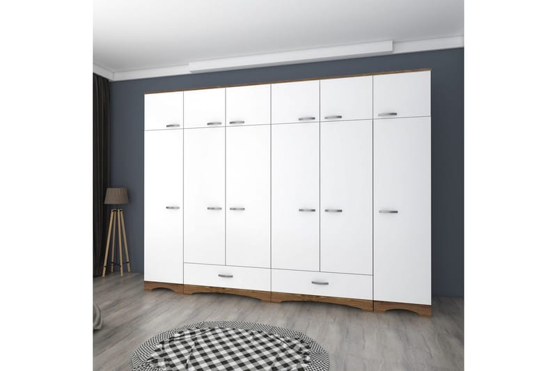 Miralis Garderobsskåp 243x226 cm - Valnöt/Vit - Förvaring - Klädförvaring - Garderob & garderobssystem - Klädskåp & fristående garderob