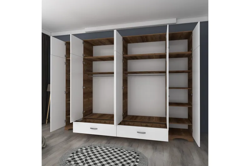 Miralis Garderobsskåp 243x226 cm - Valnöt/Vit - Förvaring - Klädförvaring - Garderob & garderobssystem - Klädskåp & fristående garderob