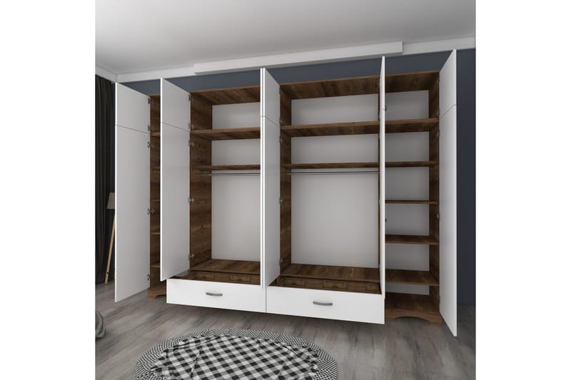 Miralis Garderobsskåp 243x226 cm - Valnöt/Vit - Förvaring - Klädförvaring - Garderob & garderobssystem - Klädskåp & fristående garderob