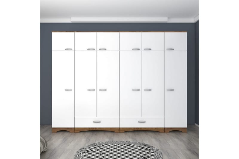 Miralis Garderobsskåp 243x226 cm, Valnöt/Vit