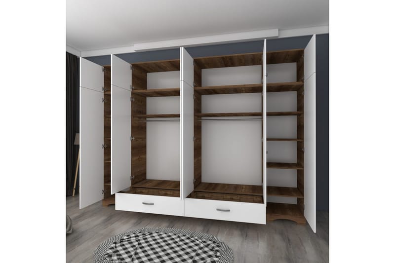 Miralis Garderobsskåp 243x226 cm - Valnöt/Vit - Förvaring - Klädförvaring - Garderob & garderobssystem - Klädskåp & fristående garderob