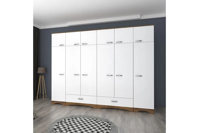 Miralis Garderobsskåp 243x226 cm - Valnöt/Vit - Förvaring - Klädförvaring - Garderob & garderobssystem - Klädskåp & fristående garderob