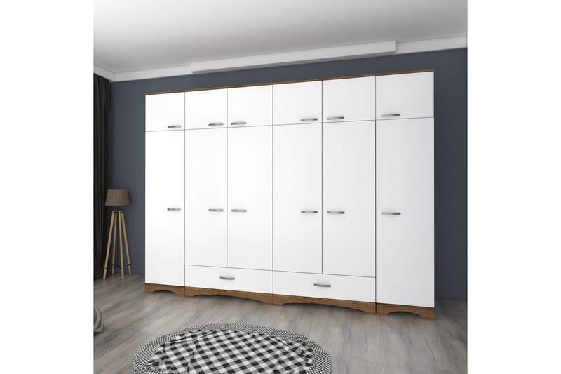 Miralis Garderobsskåp 243x226 cm - Valnöt/Vit - Förvaring - Klädförvaring - Garderob & garderobssystem - Klädskåp & fristående garderob